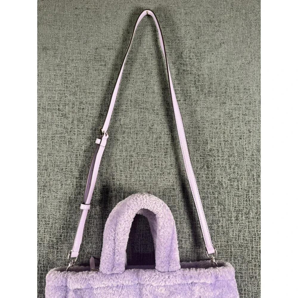 Kate Spade New York Lavender Faux Fur Tote Bag Purple Sherpa Crossbody Handbag